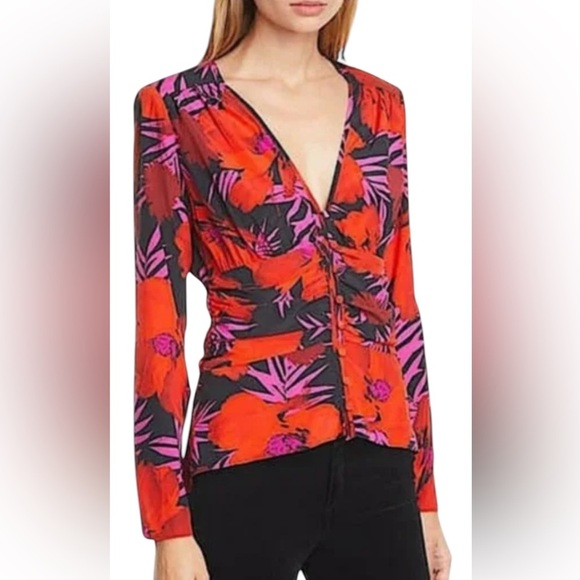 Floral Red and Pink Women's Top - Picture 1 of 16
